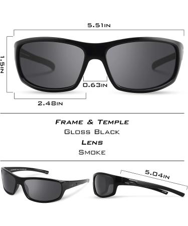 KastKing Kateel Polarized Sport Sunglasses - UV Protection for Driving, Fishing, Cycling, Running - Gloss Black/Smoke Lens - Buy Online on GoSupps.com