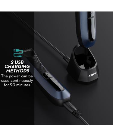 Men's Electric Body Groomer & Pubic Hair Trimmer | Waterproof, LED Light, Replaceable Ceramic Blade Heads, Recharge Dock | Blue - Buy Online on GoSupps.com