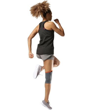 THUASNE Reinforced Support Knitted Sport Knee Pad - Elastic Fabric with Soft Lateral Ribs for Comfort - Grey - CE Certified - Buy Online on GoSupps.com