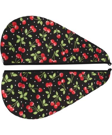 Hair Towel Wrap - Quick Drying Hair Turban with Button | Sweet Red Cherry Color - Buy Online on GoSupps.com