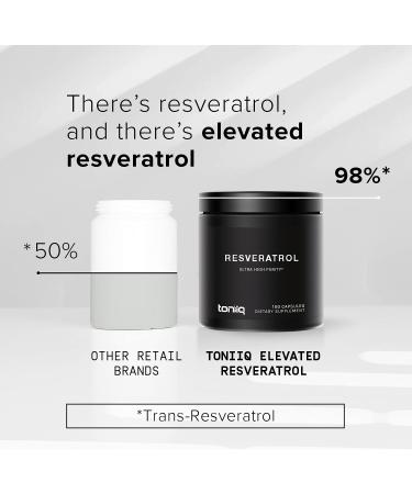 Toniiq Ultra High Purity Resveratrol Capsules - 98% Trans-Resveratrol - Highly Purified and Bioavailable - 180 Caps Reservatrol Supplement 180 Count (Pack of 1) - Buy Online on GoSupps.com