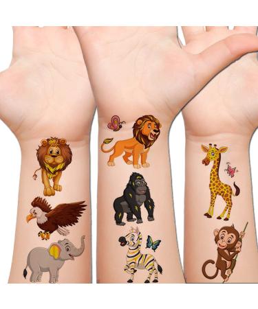Hohamn Glitter Animal Temporary Tattoos for Kids - 50 Styles Zoo Jungle Animal Fake Tattoos for Boys Girls Birthday Party Supplies  Baby Shower