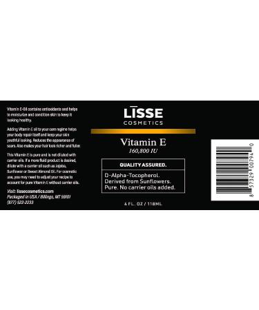 Lisse Pure Vitamin E Oil - 160 800 IU Concentrate - No Carrier Oils - D-Alpha-Tocopherol - Buy Online on GoSupps.com