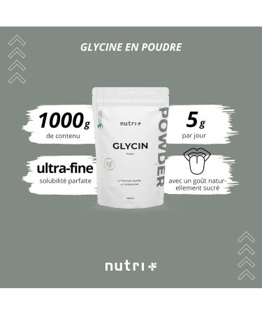 nutri+ L-Glycine Vegan Powder 1 kg High Dosed Glycine Powder Amino Acid without Additives 1000 g Also for Sweetening as a - Buy Online on GoSupps.com