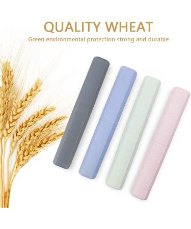 Mulbozy Portable Travel Toothbrush Case - Wheat Straw Holder for Home, Travel, School - 4 Pack in Pink, Blue, Green, Grey - Buy Online on GoSupps.com