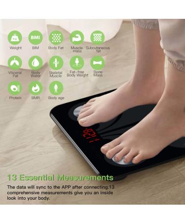 CHWARES USB Rechargeable Body Fat Scale with Bluetooth - Smart BMI Scale for Body Weight and 13 Body Data - 400lbs Capacity - Black Medium - Buy Online on GoSupps.com
