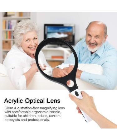 Racket Type Large LED Magnifier 4X 10X Reading Magnifier Handheld Large Size Glass with 4 LED Lights 1 UV Forged detecto Made in China - Buy Online on GoSupps.com