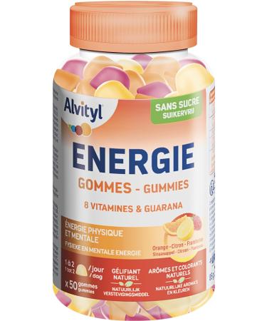 Alvityl Energie Gummies - 8 Vitamins & Guarana - Physical and Mental Energy - 50 Gummies - From 18 Years