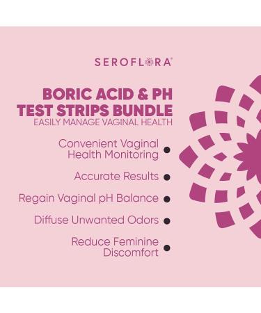 Seroflora Boric Acid Vaginal Suppositories 600mg (28ct) + 40 pH Test Strips - Promotes Vaginal Odor Control for Women - Buy Online on GoSupps.com