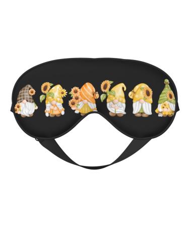 Sunflower Gnomes Cute Gnome Sleep Mask Double-Sided Eye Mask Soft Adjustable Sleeping Eye Covers for Sleeping Perfect Shading Reduce Eye Edema