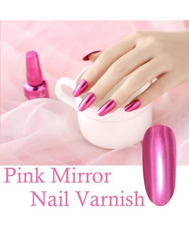Metal Nail Polish Mirror Nail Varnish Pink Metallic Nail Polish Quick Drying Long Lasting Metallic Effect Nail Art Polish Non-Peelable Mirror Nail Polish No Need Cure - Buy Online on GoSupps.com