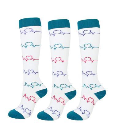 BOODING 3 Pack compression stockings for women compression socks men sport stockings compression thrombosis socks travel medical l Weißxdt