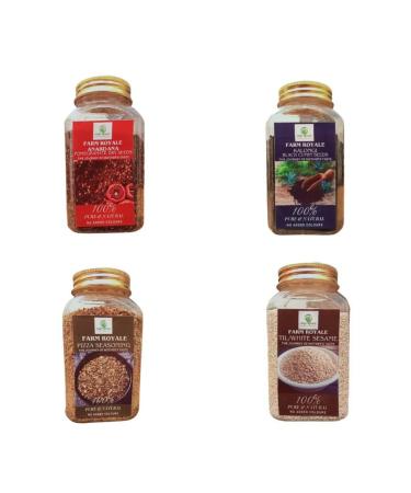 Farm Royale Combo Spice ||Anaedana Kalongi/Black Cumin Pizza Seasoning Til/White Sesame||(200gm 200gm 150gm 200gm)||100% Pure and Natural||Export Quality||Hand picked materrial