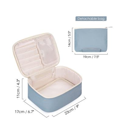 Large Travel Makeup Bag Organizer for Women and Girls - Greyish Blue - Buy Online on GoSupps.com