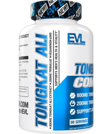 Evlution Nutrition Tongkat Ali - Men's Health & Vitality Supplement | 800mg Tongkat Ali + 200mg Tribulus | Vegan & Gluten Free - 30 Servings - Buy Online on GoSupps.com