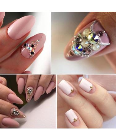6 Grid/Wheel Jewelry Accessories Rhinestone Gold Mini Steel Beads Nail White Flower Nail Decoration Acrylic 3D(D) - Buy Online on GoSupps.com
