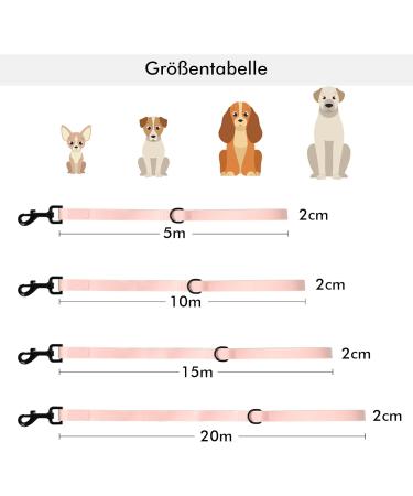 Pink 15m Tag Trag Leash for Dogs - Waterproof Drag Line with Handle & D-Ring | Perfect for Small & Medium Breeds - Easy to Clean Training Leash - Buy Online on GoSupps.com