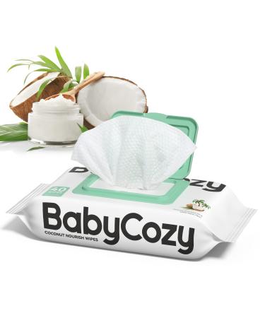Baby Wipes, New Lotion Formula - Cleansing & Moisturizing 2-in-1 Babycozy Baby Diaper Wipes, 100% Vegetable Fiber & 100% Biodegradable, Gentle Coconut Scented Wipes Keeps Skin Hydrated, 40count 40 Count (Pack of 1)