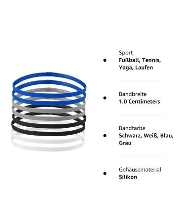 Avodova 8 STK Sport Headbands for Kids | Anti-Slip Elastic Hair Bands for Boys & Girls | Small Head Circumference 45-50 cm | Black White Blue Gray - Buy Online on GoSupps.com