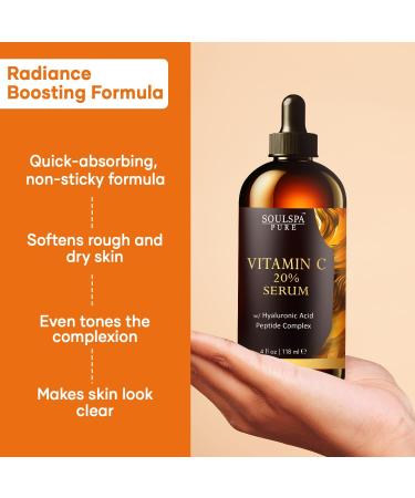 Best Vitamin C Serum for Face - Hydrating Anti-Aging Formula with Hyaluronic Acid & Peptides - 4 fl oz - Buy Online on GoSupps.com