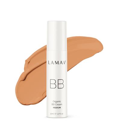 La Mav Organic BB Cream Medium | Organic Tinted moisturizer  Foundation and Natural sunscreen | Natural BB Cream Anti-Aging for Oily Skin  Acne Prone Skin and Dry Skin Types