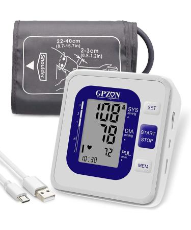 Blood Pressure Monitor CE Approved UK GPZON Accurate Digital BP Monitor with Large Cuff for Home Use Irregular Heartbeat Diagnosis Pulse Rate Meter Cuff 22-40cm 2X120 Memory (Blue)
