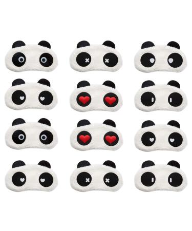 12 Pack Sleep Masks Panda Blindfold Eyepatch Eyeshade with Elastic Strap Nap Cover