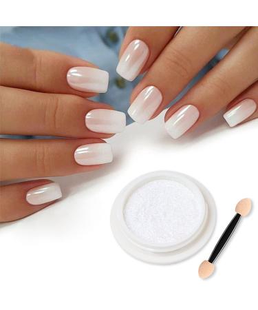 Magic White Pearl Chrome Nail Powder for Fairy Shell Nails - Holographic Ice Glitter with Tool - Buy Online on GoSupps.com