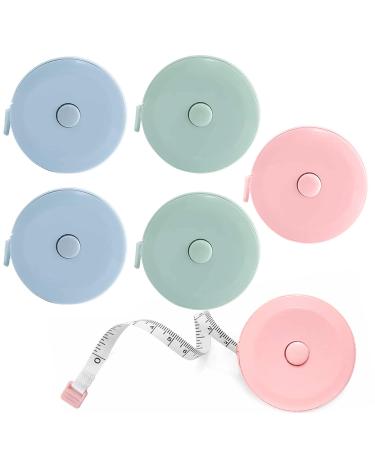 6Packs Pretty Sewing Tape Measure Retractable Tape Measure for Body Measurements 60 Inchs Tailor Fabric Cloth Tape Measure Pocket Waist Measuring Tape 1.5 Meter (Macaron 3colour)