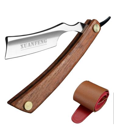 Fbrerurt barber razor for straight shave - sharply ground razor blade for wet shaving classic hairdresser for men care set gift for men silver