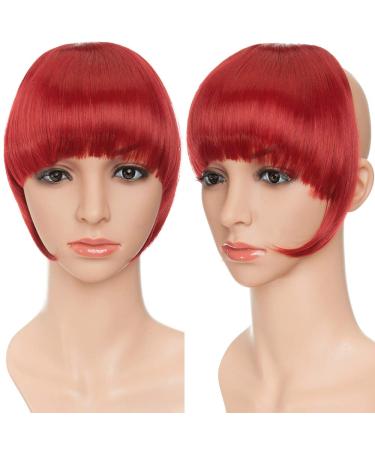 SEGO Clip-in Pony Hairpiece Extensions - Realistic Dark Red Fringe Bangs One Piece Front Hair Extension - Buy Online on GoSupps.com