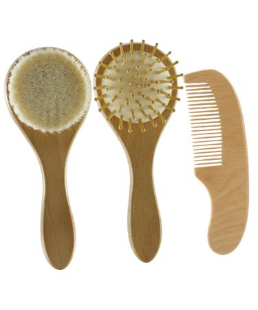 KOMBIUDA 1 Set Newborn| Infant Baby Wood with Newborn and in Accessories Registry Comb Cap Toddlers Wooden Kids Prevents Airbag Bristles Grooming Ultra Hairbrush for Gift Natural Massage