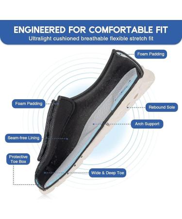 DENACARE Women's Wide Width Lightweight Shoes with Adjustable Closure for Diabetic Edema - SW2 7 Wide Dk-black - Buy Online on GoSupps.com