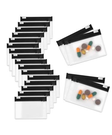 20 Black Pouches for Pill Organizer Pill Pouch Bags Zippered Reusable Pill Pouches Clear Plastic Pill Bags Self Sealing Travel Medicine Organizer Storage Black 20