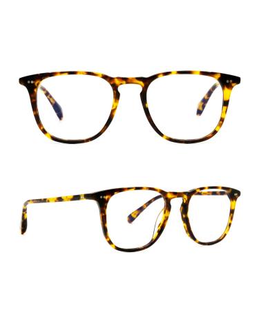 DIFF Maxwell Designer Square Computer Blue Light Blocking Glasses for Men and Women Amber Tortoise