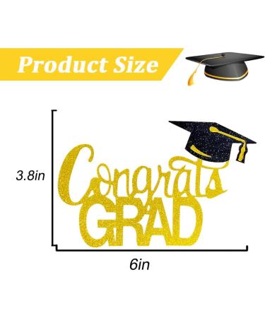 GotGala Congrats Grad Cake Topper Gold Glitter Graduation Cake Topper for 2022 Graduation Grad Party Decorations Supplies - Buy Online on GoSupps.com