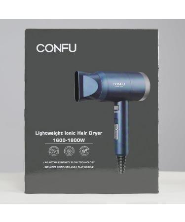 Ion Hair Dryer | Confu 1800W Portable Travel Hairdryer with Styling Nozzles Diffuser 3 Temperature Settings & Adjustable Speed - Powerful Salon Performance - Buy Online on GoSupps.com