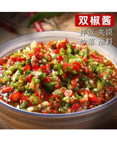 Chinese specialty Chili sauce and paste Homemade chili sauce 280g/bottle Spicy mixed noodle sauce Garlic with green and red chopped chili sauce Chinese food snacks Side dishes (2pcs) - Buy Online on GoSupps.com