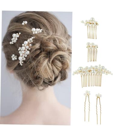Ipetboom 1 Set Bride Wedding Hairpin Metal Hair Comb Bridal Hairpin Girls Hair Clips Wedding Hair Clips for Brides Flower Hair Clips for Women Zinc Alloy Big Pearl Hair Stick - Buy Online on GoSupps.com