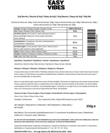 Easy Vibes - Natural Goji Berries (350g) - Dried - Buy Online on GoSupps.com