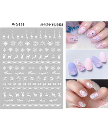Christmas Nail Stickers 10 Sheets Self-Adhesive Nail Decal Snowflake Winter White Nail Art Decoration Design Supplies - Buy Online on GoSupps.com