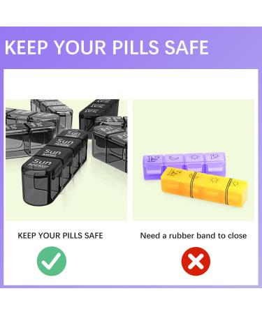 Odaro Weekly Pill Organizer - 28 Compartment Daily Pill Box for Vitamins & Supplements - Travel-Friendly Full Black Design - Buy Online on GoSupps.com
