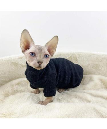 NELIT Sphynx Cat Clothes Cashmere Turtleneck Sweater Hairness Cat Clothes-black_S black S - Buy Online on GoSupps.com