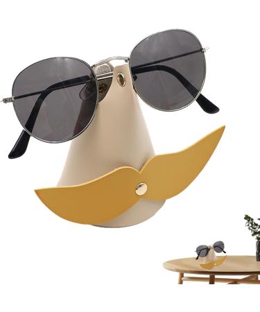 Deawar Mustache Glasses Holder - Funny Nasal-Shaped PU Leather Stand for Home & Desk | Creative Yellow Beard Glasses Display - Buy Online on GoSupps.com