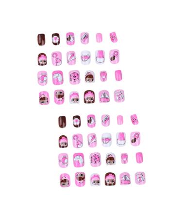 minkissy 2 Sets Nail Art Decals Cartoon Nail Art Sticker Eco-friendly Nail Stickers Kids Art Fake Nail Kids False Nail Colorful Kids Nail Stickers Child Finished Nail Art Sweet and Cute