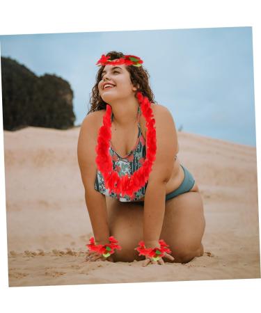 LIFKICH 1 Set 4pcs Hawaiian Floral Garland Make up Headband Artificial Floral Necklace Luau Necklaces Premium Hawaiian Wreath Lei Hair Clips Hawaiian Garland Red Banquet Lillo The Flowers Red Size 1 - Buy Online on GoSupps.com