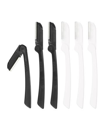 VOCOSTE 6 Pack Eyebrow Razors for Women Foldable Facial Razors Black White