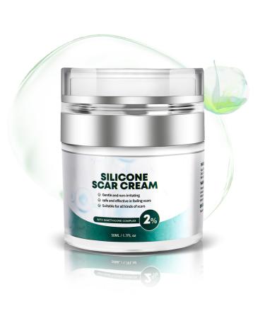 Advanced Scar Cream Silicone Gel for Scars Professional Scar Removal Cream for Surgical Scars Stretch Marks Old and New Scars 1.7 oz(50ml) 50ml Green