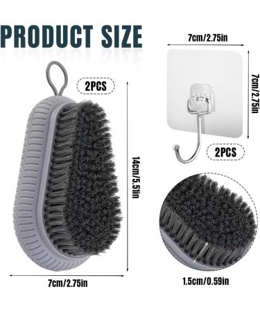 Riisoyu Nail Brush Set - 2 Durable ABS Hand Brushes & Glue Hooks for Clean Cuticles Fingernails and Bathroom Sink - Gray & Blue - Buy Online on GoSupps.com