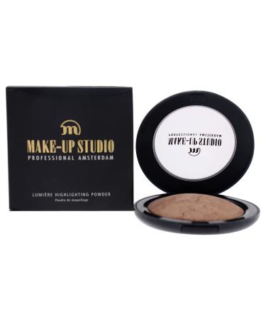 Amsterdam Make-Up Lumiere Highlighting Face Powder - Highly Pigmented Shimmer Powder - Guarantees The Ultimate Glow - Shapes Your Face - Easy To Apply - Champagne Halo - 0.25 Oz